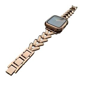 Chevron Bracelet Apple Watch Band, Rose Gold, Pink Sky